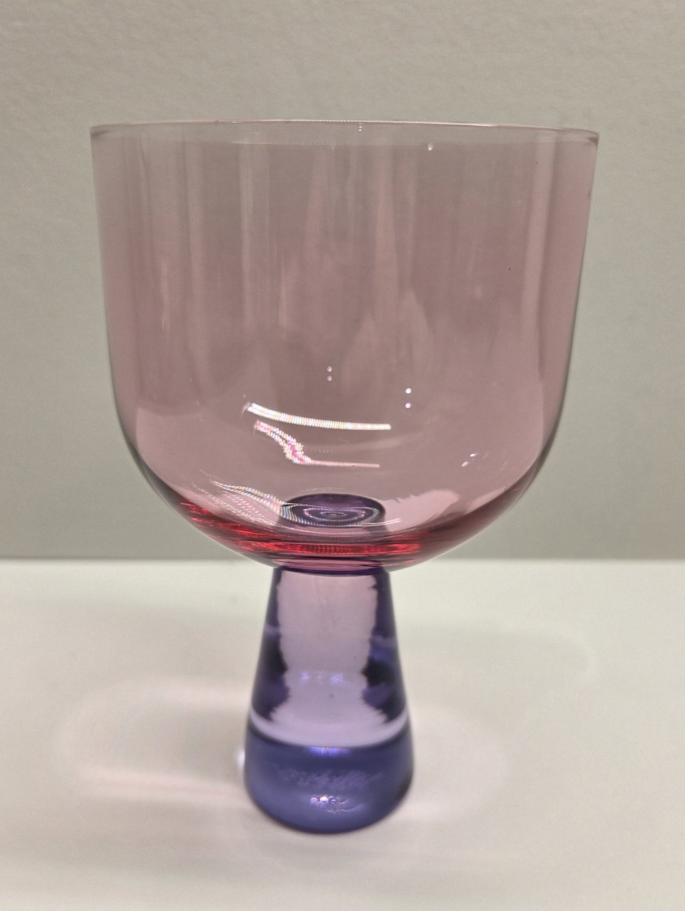 Anthropologie Single Ramona Lilac And Pink Wine Glass Handblown Boho Modern